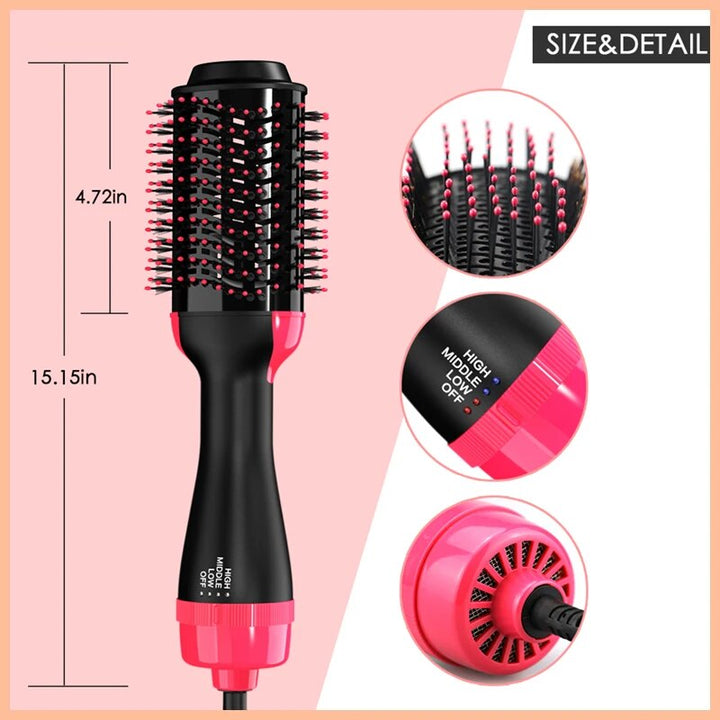 Multi-Functional Hot Air Brush & Hair Styler - Hair Dryer, Volumizer, Curler, and Straightener in One