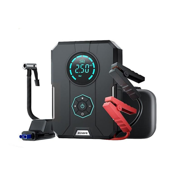 4-in-1 Car Jump Starter with Portable Air Compressor, Power Bank & Emergency Lighting