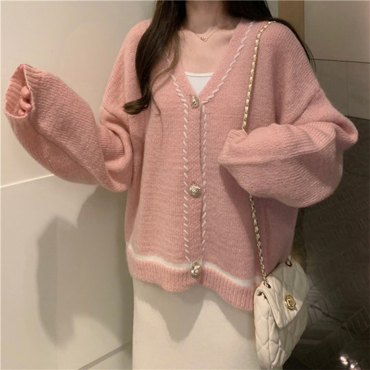 Gentle Knitted Cardigan Women's Loose And Lazy Style Sweater Coat