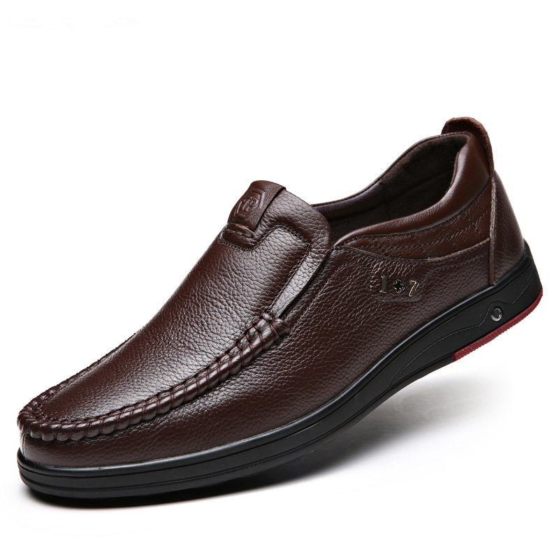 Chaussures d'affaires décontractées en cuir respirant antidérapantes confortables pour hommes