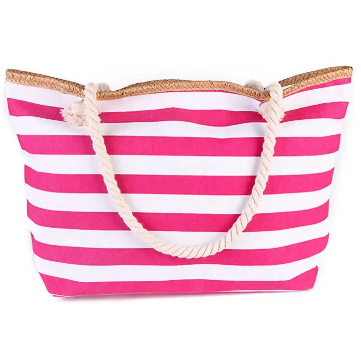 Women’s Large Striped Beach Tote Shoulder Bag