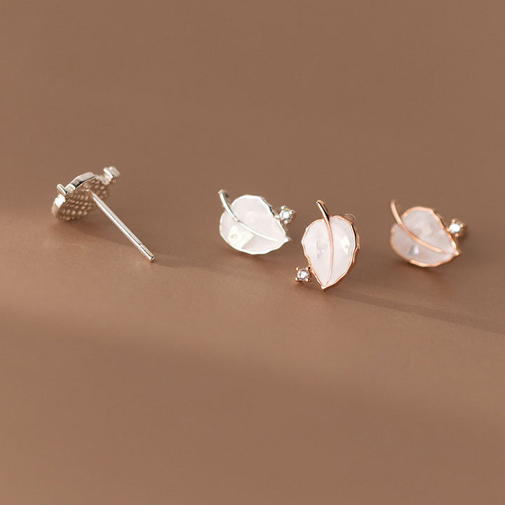 Women's Single Drill Rubber Drop Leaf Earrings
