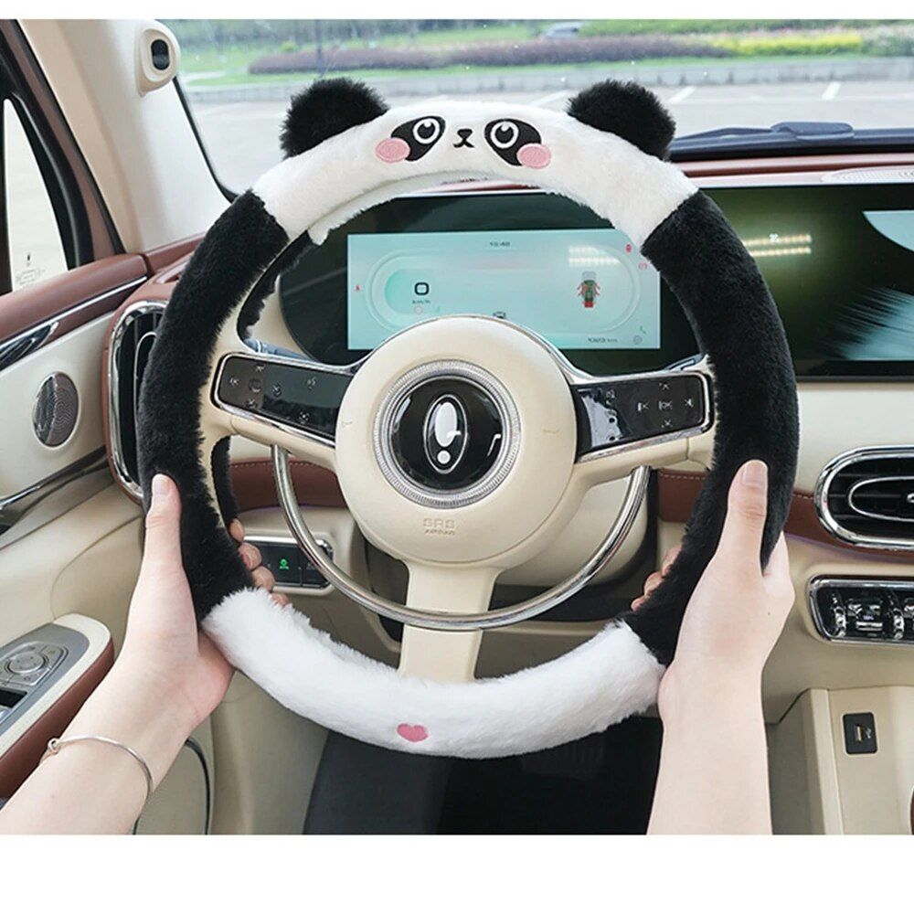 New Cute Lovely Animal Fluff Leather Steering Wheel Covers