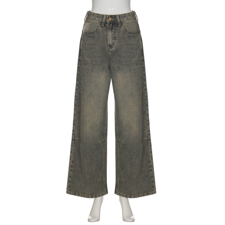 Women's Summer New Washed Gradient Retro Mid-waist Jeans