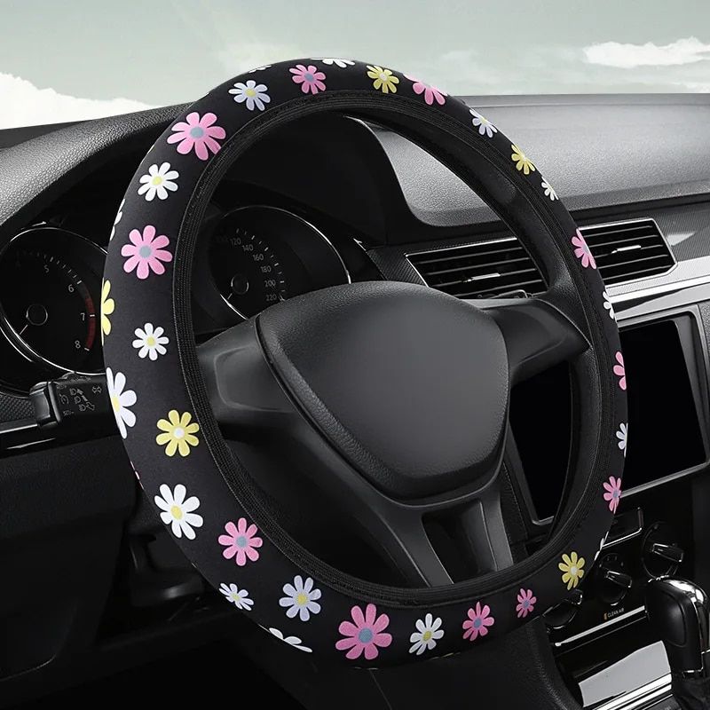 Floral Print 38CM Anti-Slip Steering Wheel Cover