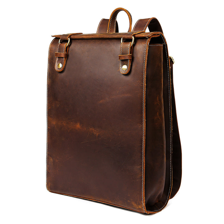 Fashionable And Simple Men's First Layer Cowhide Backpack