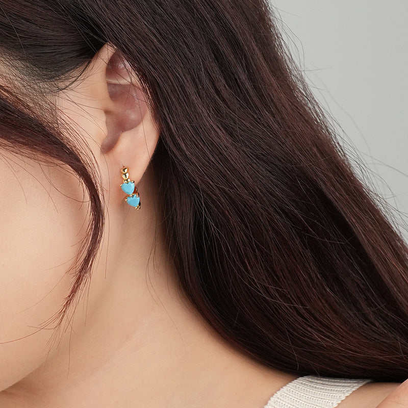 925 Sterling Silver Turquoise Love Earrings