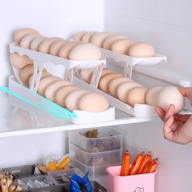 Modern ABS Egg Slider Organizer: Space-Saving Refrigerator Egg Dispenser