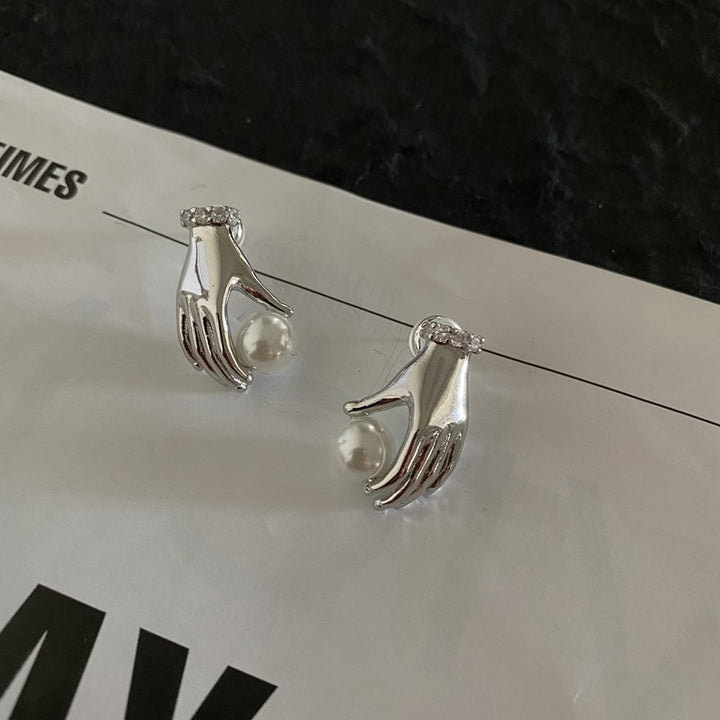 Women's Pearl Small Hand Earrings