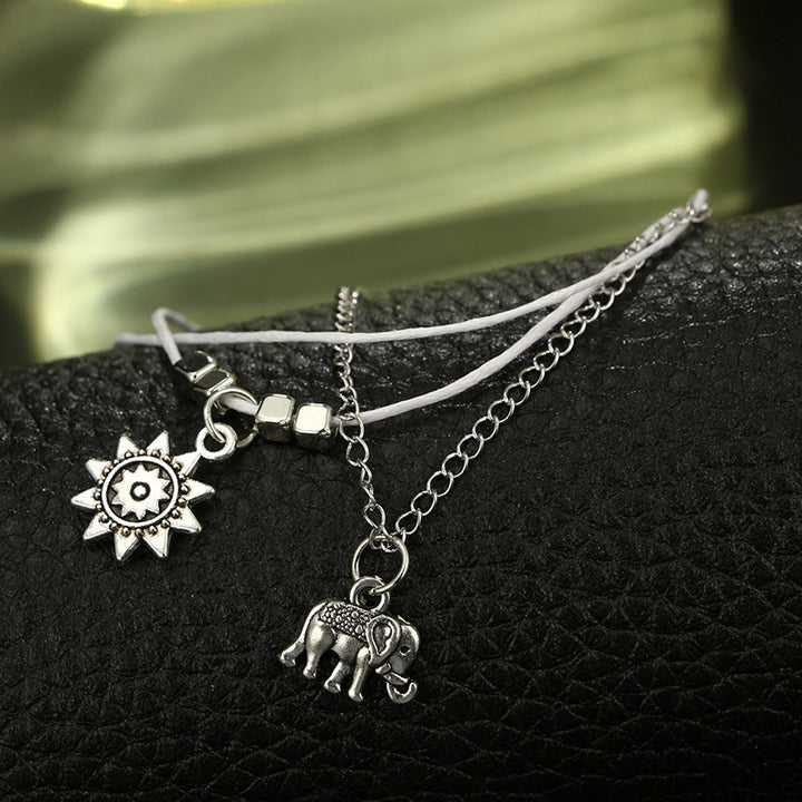 Bohemian Star Elephant Double Layer Anklet for Women