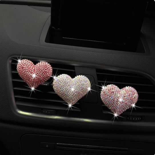 Luxurious Heart-Shaped Diamond Car Perfume Clip