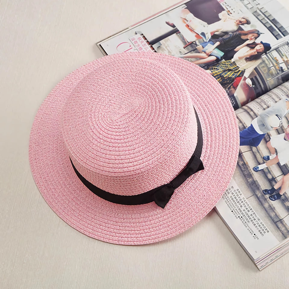 Classic Panama Hat with Bowknot
