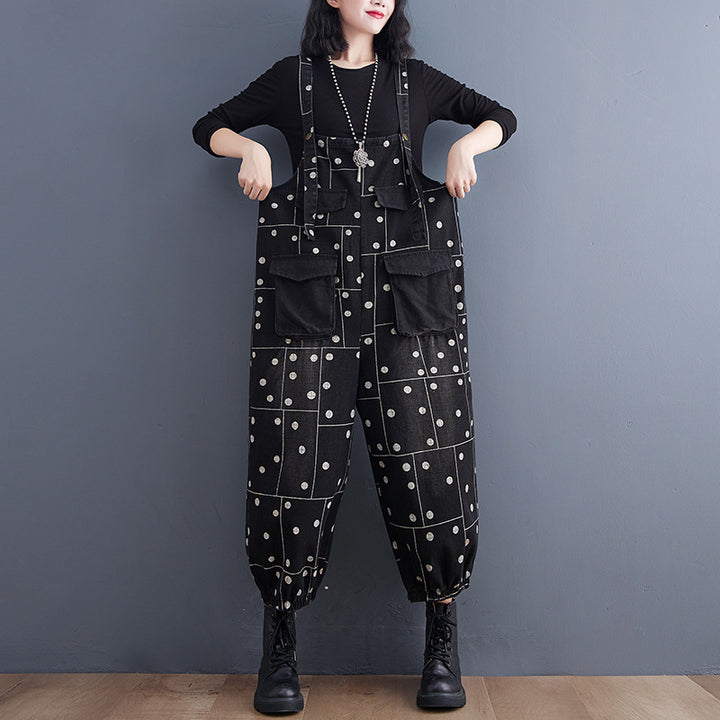 Autumn And Winter New Washed Denim Suspender Pants