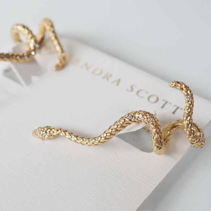 Designer Gold Snake Wrap Vintage Small Snake Earrings
