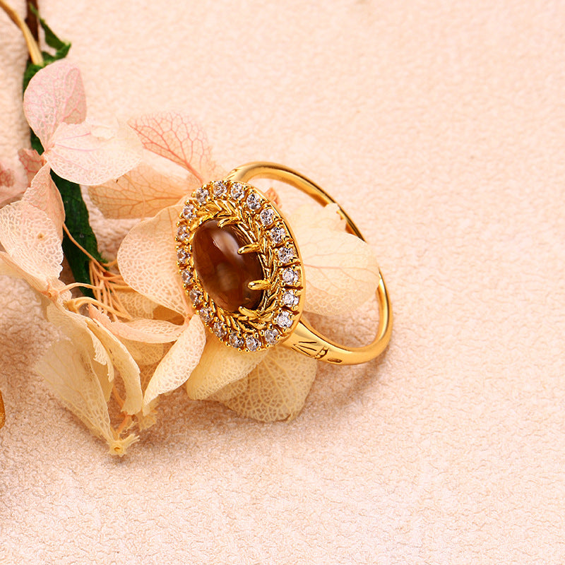Jewelry Silver Plated Natural Citrine Ring