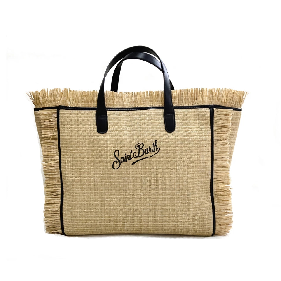 Beach Chic Embroidered Straw Tote