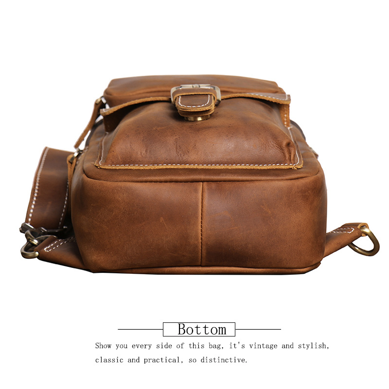 Men Rub Color Faux Leather Multi-Pockets Chest Bag - Vintage Large Capacity Crossbody Bags in Black, Brown, Coffee