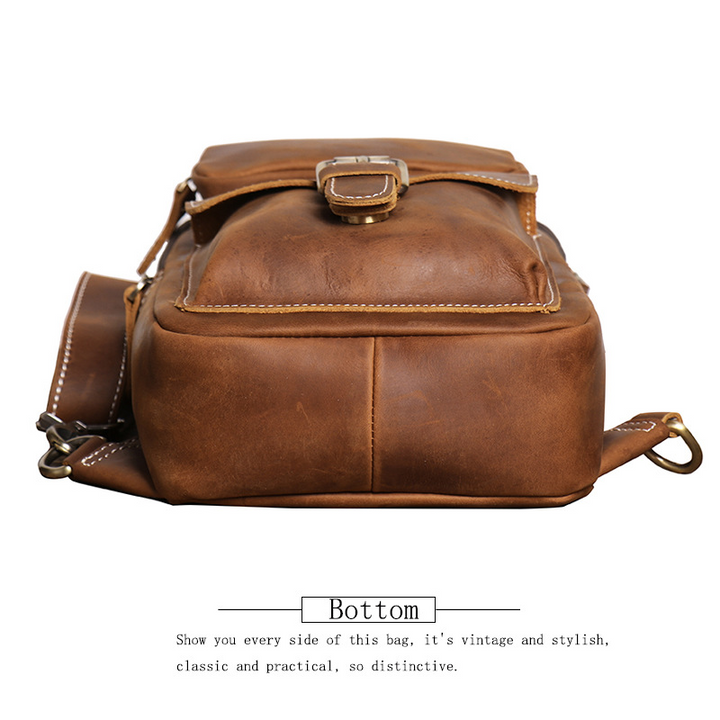 Men Rub Color Faux Leather Multi-Pockets Chest Bag - Vintage Large Capacity Crossbody Bags in Black, Brown, Coffee