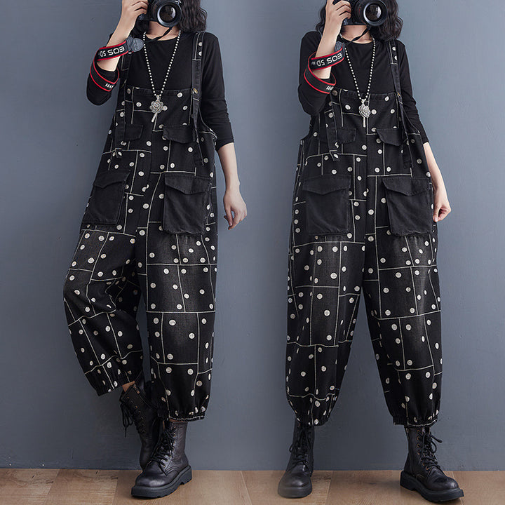 Autumn And Winter New Washed Denim Suspender Pants