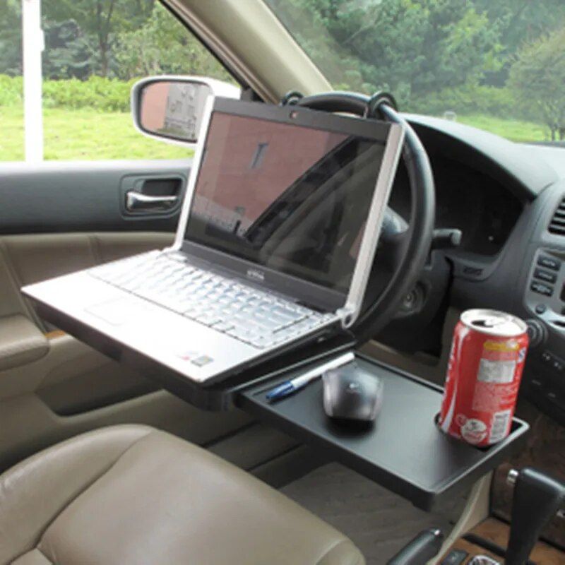 Foldable Car Laptop Desk with Drawer and Drink Holder