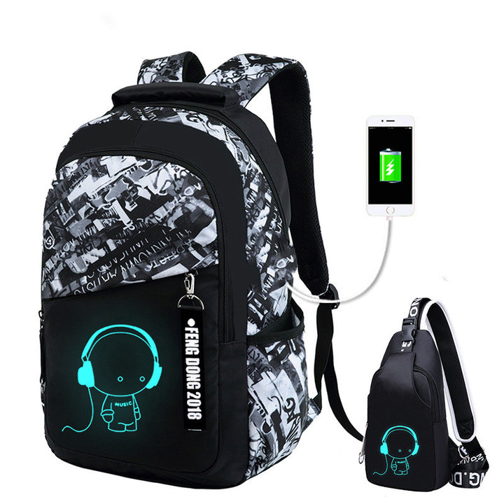 Exclusive For Cross-border Men's Backpack Junior High School Student Schoolbag Backpack Computer Bag Offload Wear-resistant Luminous One Piece Dropshipping