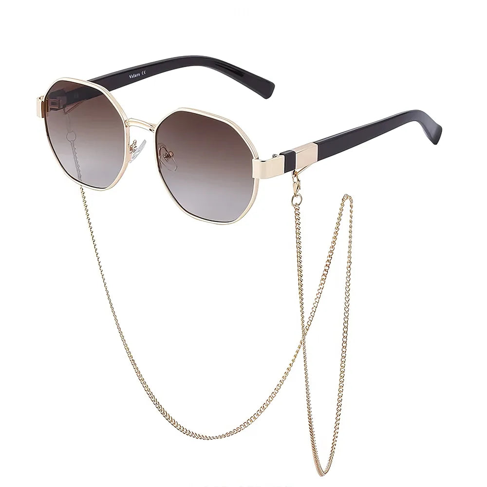 Vintage Octagon Sunglasses with Chain