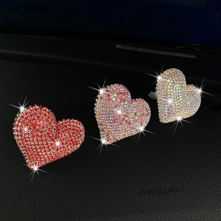 Luxurious Heart-Shaped Diamond Car Perfume Clip