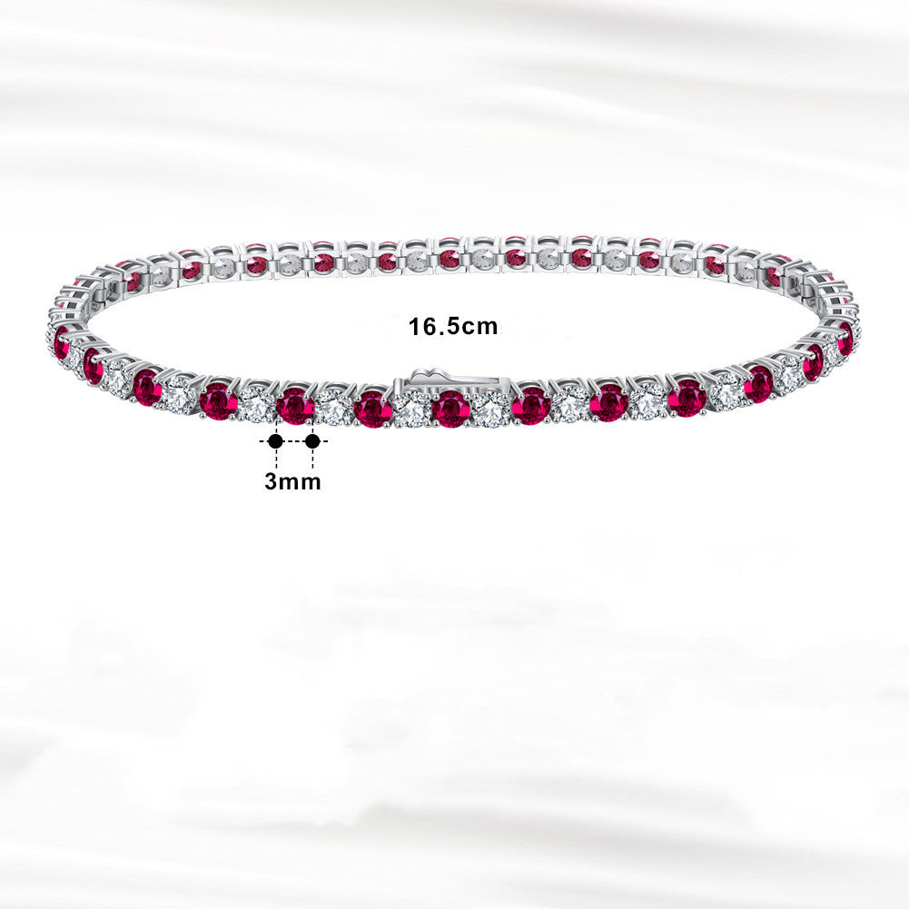 Women's Red Zircon Single Row Bracelet