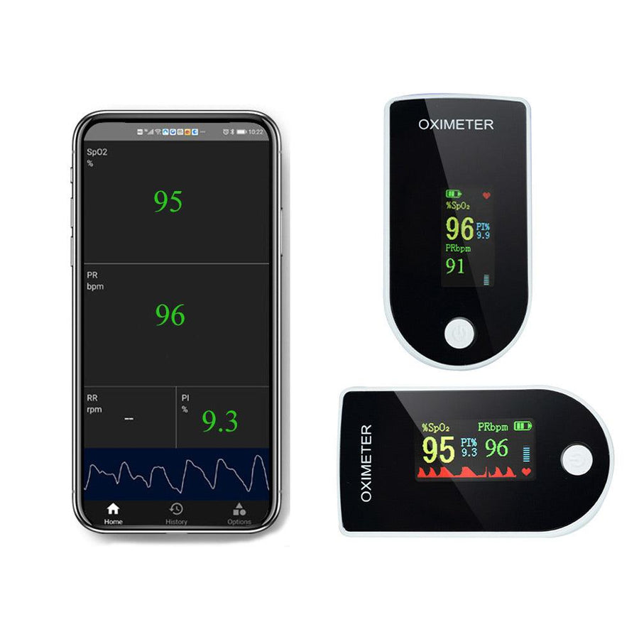 BOXYM Bluetooth Finger Pulse Oximeter SpO2 PR PI Monitor Pulse Oximeter OLED Display for Android APP Blood Oxygen Saturation Meter - MRSLM