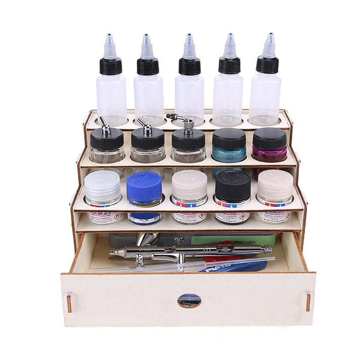 Wooden Pigment Bottle Storage Organizer 15/80 Holes Color Paint Ink Brush Stand Rack Modular Holder - MRSLM