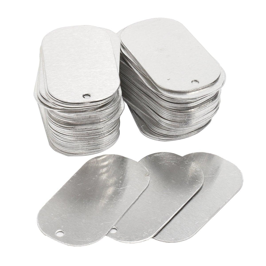 100Pcs Blank Dog Tag Aluminum Silver Gloss with Hole for Animal - MRSLM
