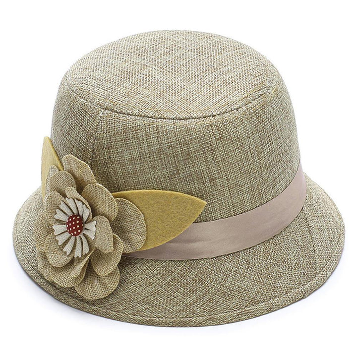 Retro Spring Summer Flower Linen Wide Brim Cocktail Party Travel Ladies Hat Gift - MRSLM