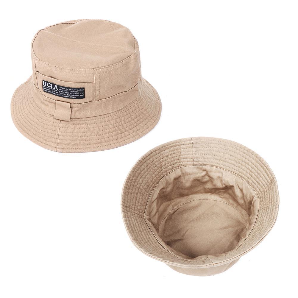 Women Men Outdoor Letters Print Soft Canvas Summer Sun Shade Cap Bucket Hat - MRSLM
