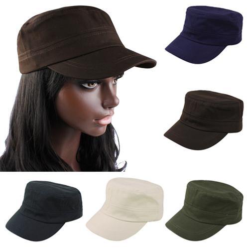 Classic Women Men Adjustable Plain Vintage Army Military Cadet Style Cap Hat - MRSLM