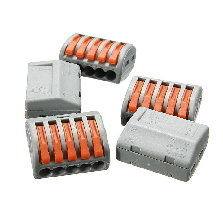 Excellway® ET25 5 Pins Spring Terminal Block 10Pcs Electric Cable Wire Connectors - MRSLM