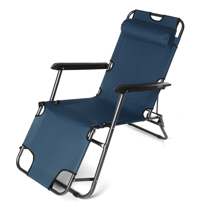 Folding Beach Chair Outdoor Lounge Chair Removable Headrest Camping Traveling Foldable Outdoor Recliner Camping Chair - MRSLM