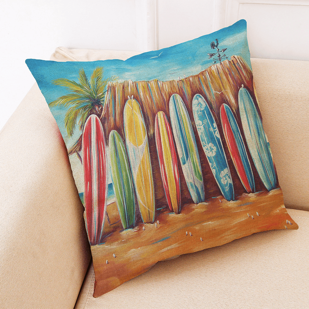 Honana 45X45Cm Home Decoration Colorful Beach Patterns Cotton Linen Pillow Case Sofa Cushion Cover - MRSLM