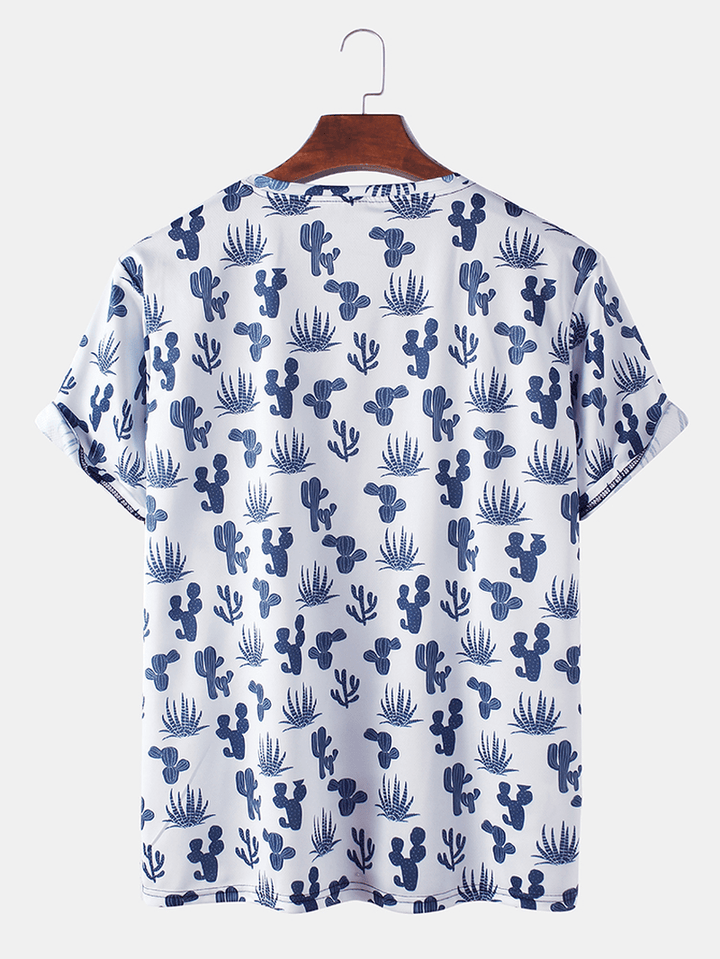 Designer Cactus Print Short Sleeve T-Shirts - MRSLM