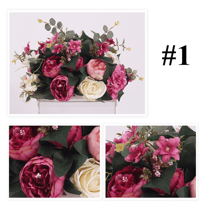 38Cm Silk Rose Peony Artificial Flower T Station Stand Backdrop Wedding Decor Supplies - MRSLM