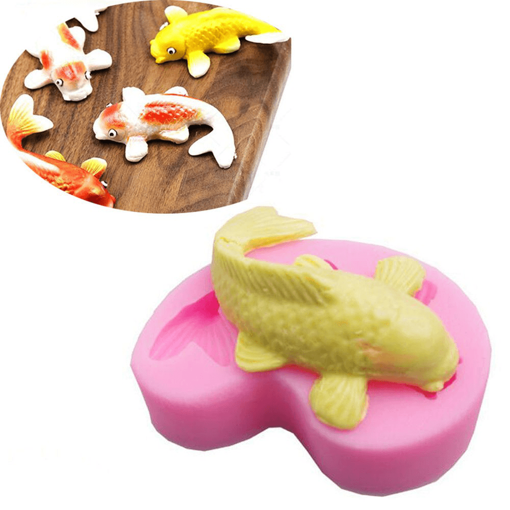 Koi Fish Cartoon Silicone Fondant Cake Mold 3D Fish Candle Moulds Soap Chocolate Baking Mold for the Baking Tools - MRSLM