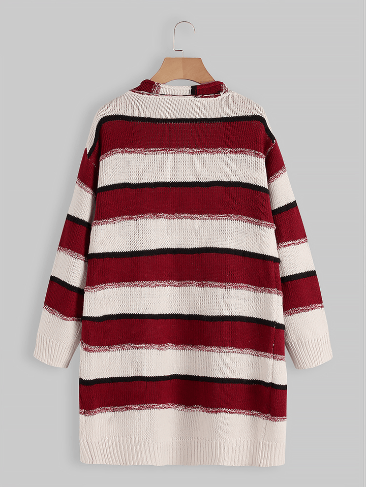 Women Casual Striped Long Sleeve Sweaters - MRSLM