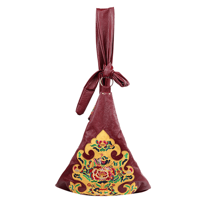 National Style Flower Pattern Soft Leather Shoulder Bag - MRSLM