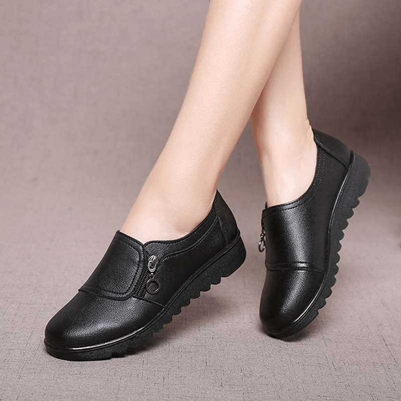 Women Casual Leather Slip on Outdoor Flat Loafers - MRSLM