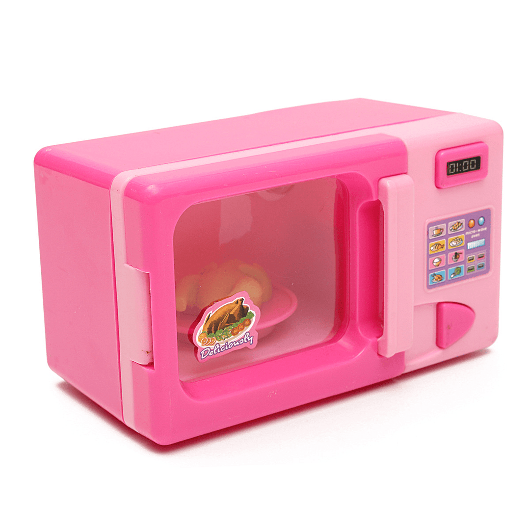 Plastic Pink Microwave Oven Kids Children Girls Home Role Play Pretend Game Toy - MRSLM