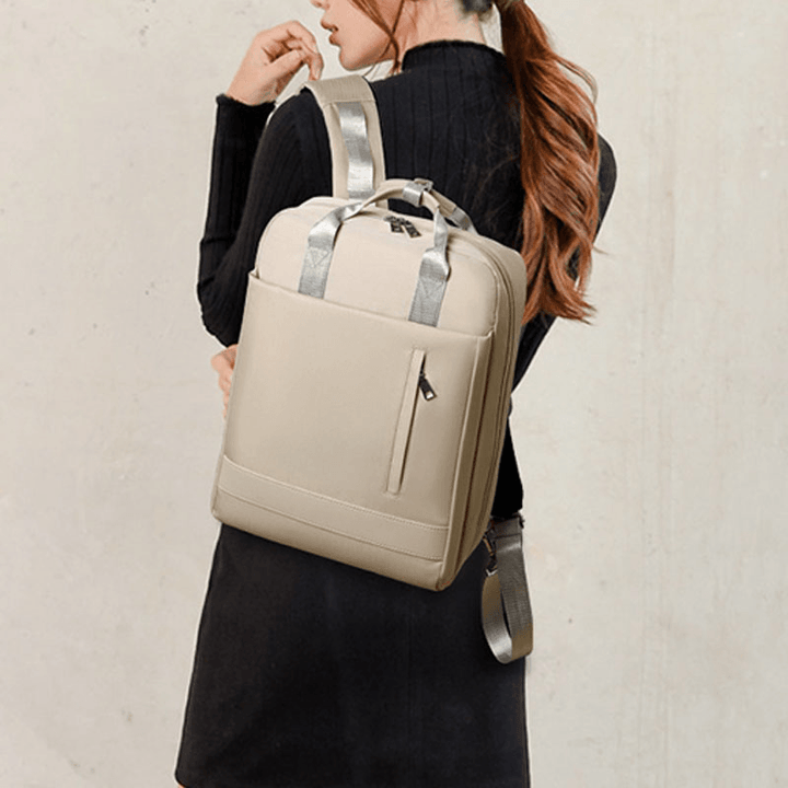 Women Multifunction Waterproof Pure Color Casual 15.6 Inch Patchwork Backpack - MRSLM