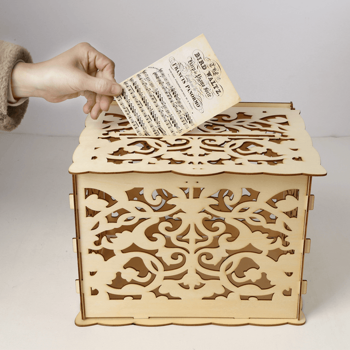 DIY Rustic Wooden Wedding Card Box Wedding Advice Box with Lock Wedding Party Favor - MRSLM