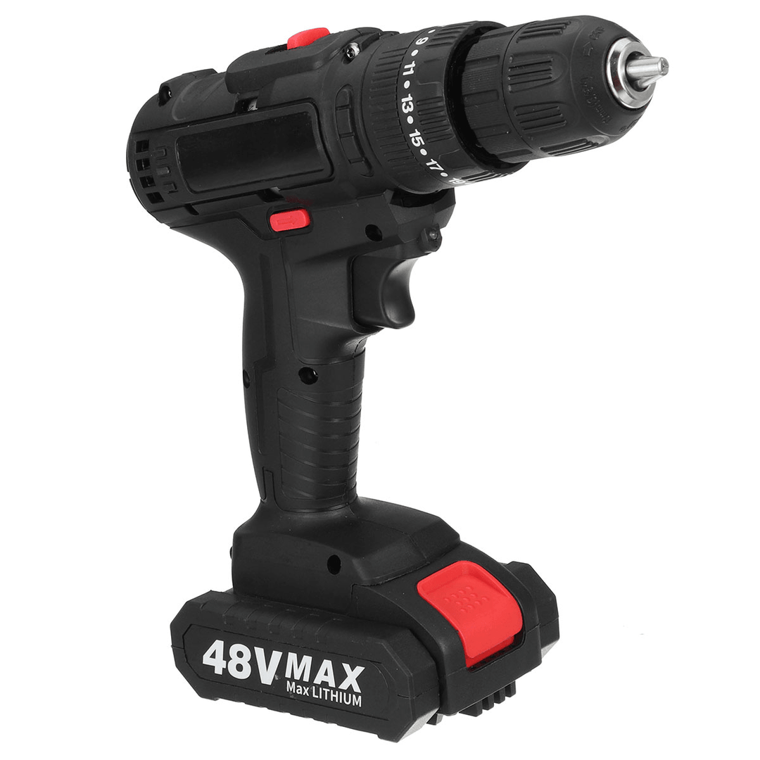 48V Cordless Electric Drill Screwdriver Rechargeable Impact Drill W/ 1/2Pcs Battery - MRSLM