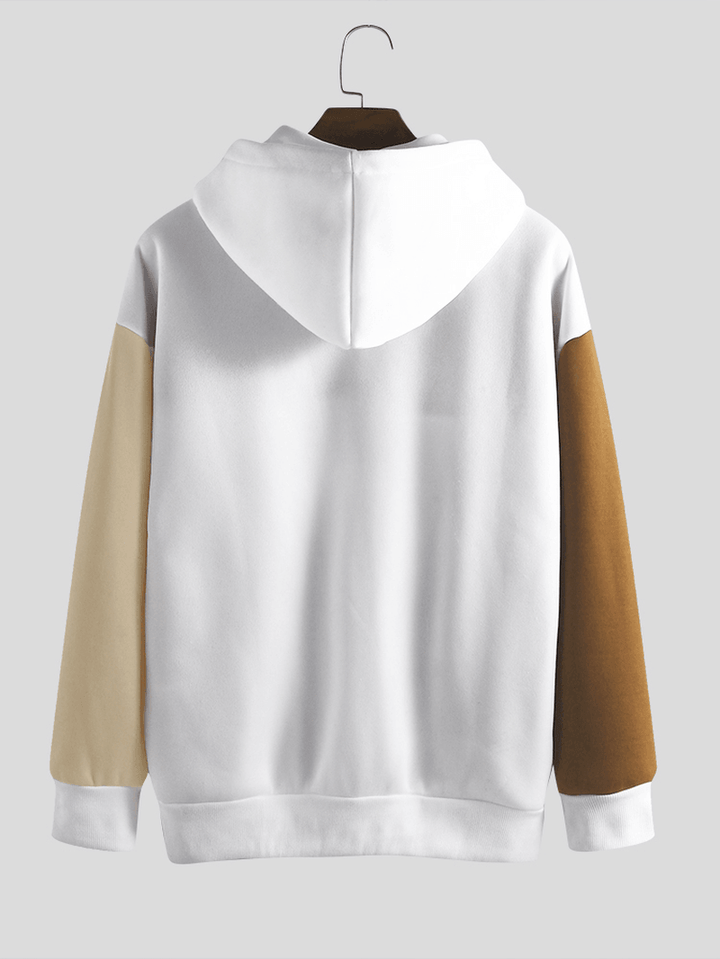 Mens Loose New Fashion Casual Color Matching Stitching Sweatshirt - MRSLM