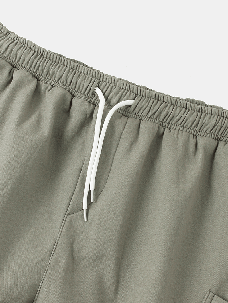 Mens Multi-Pocket Thick Warm Drawstring Waist Cotton Casual Harem Pants - MRSLM