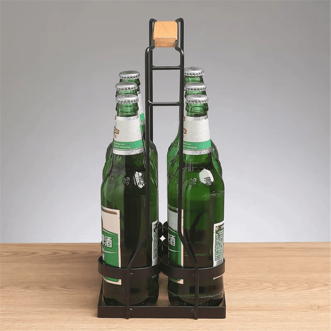 Iron Bottle Holder Carry Rack Box Case Kitchen Storage Stand Shelf - MRSLM